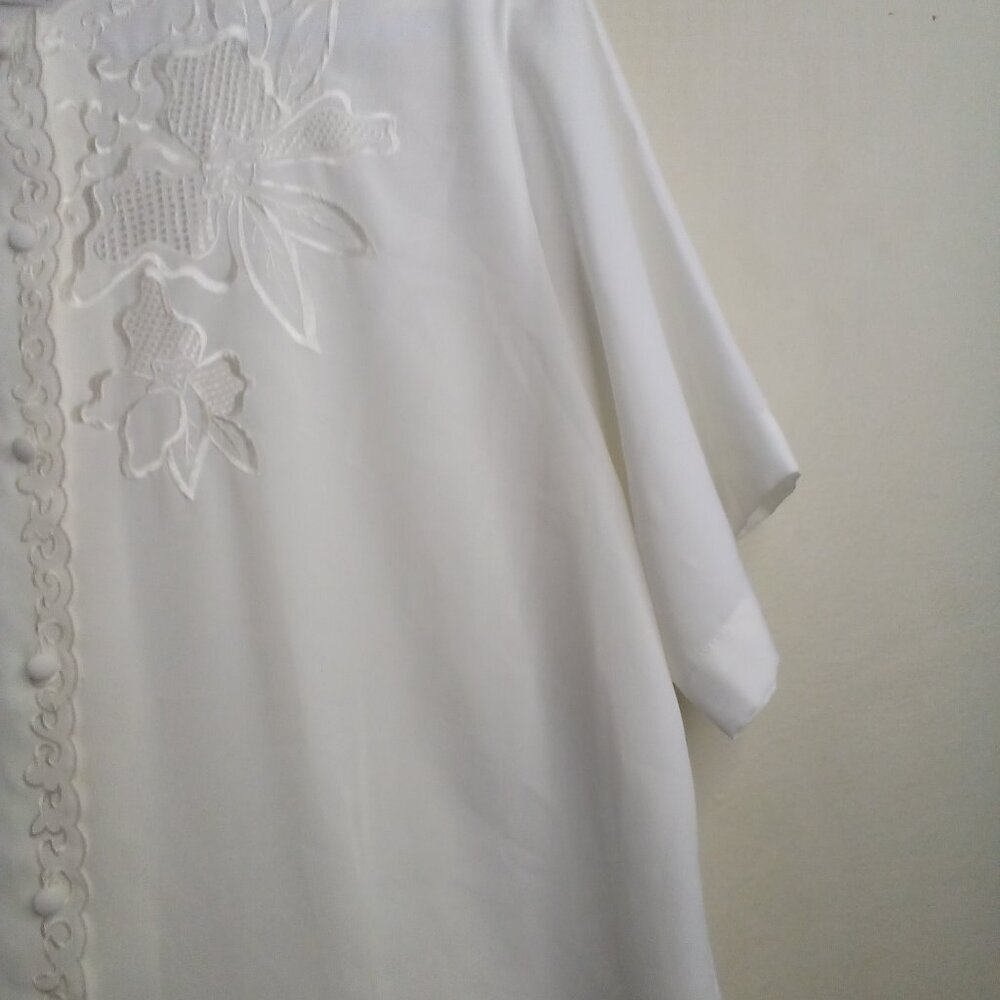 Voir Collection Blouse Women 16W 16 Vintage Embroidery Button Up Feminine Ivory - Picture 8 of 16